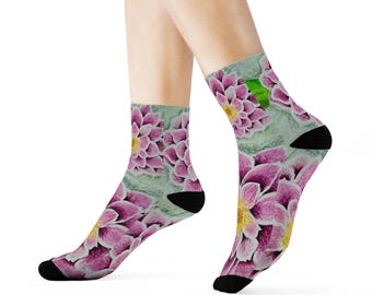 Sokken met bloemen, 3/4 warme sokken van 100% polyester