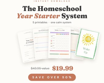 Homeschool Planner Bundle | Year, Schedule, Attendance, Chores, Routine Cards (PDF)