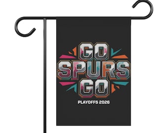 Bandiera da giardino dei playoff dei San Antonio Spurs, "Go Spurs Go Garden Banner", bandiera da casa per basket NBA, decorazione per portico argento e nera, regalo per i tifosi degli Spurs
