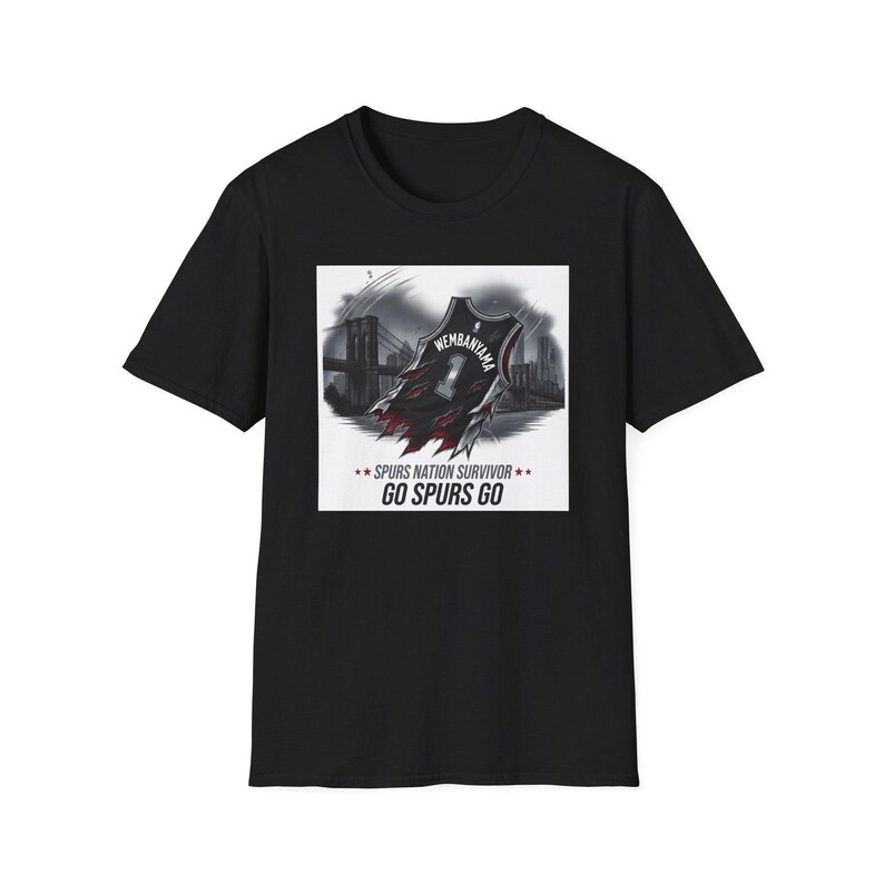 Wembanyama NYC Survivor Spurs Nation Torn Jersey Tee - Go Spurs Go Shirt image 2