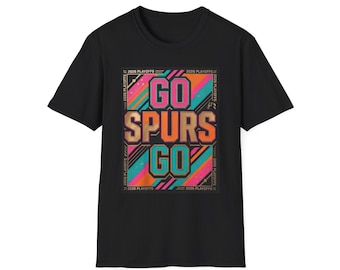 Camiseta de los San Antonio Spurs para los Playoffs 2026, ¡Vamos Spurs! Camiseta unisex, Camiseta de los Playoffs de la NBA con colores Fiesta, Regalo para el aficionado en plata y negro