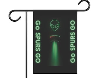 Garden Flag San Antonio Spurs Alien Neon UFO NBA Basketball Outdoor Yard Decor Double Sided