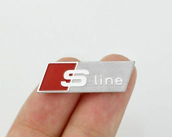 Audi S-Line Lenkrad Emblem | 3D-Metall-Logo-Aufkleber | Sline Plakette Abzeichen | Auto Innenraum Tuning Zubehör 27x9mm