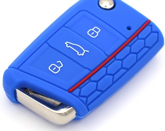 Coque en silicone pour VW Seat Skoda Mii Ateca Tarraco Arona Leon Fabia Bleu