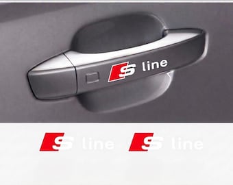 2 x Audi S Line Turgriffe Weiss aufkleber autocollant logo emblème 95 x 20 mm