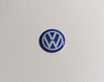 1x VW Schlüssel Logo Emblem Aufkleber 14 mm Epoxy Selbstklebend Autoschlüssel Blau