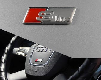 Audi S-Line Lenkrad Emblem 3D Logo Aufkleber Sline Plakette Abzeichen | Auto Innenraum Tuning Zubehör 27x9mm argent