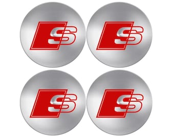 Lot de 4 autocollants de capuchon de volant argentés S, 56 mm, pour Audi A3 A4 A5 A6 A7 A8 Q3 Q5 Q7 TT S Line, emblème de remplacement de autocollant de rechange
