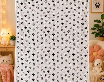 Coperta per amanti dei cani, coperta in sherpa con impronte di zampe, morbida coperta per chi ama i cani, regalo per amanti degli animali, coperta in pile