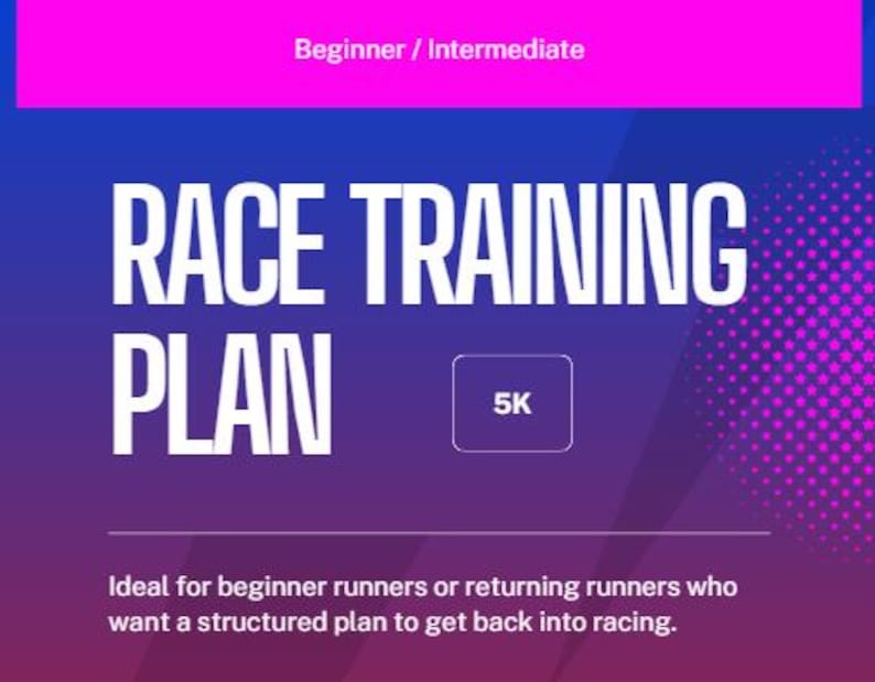 Beginner / Intermediate 5K Training Plan | Printable Workout Plan - Etsy