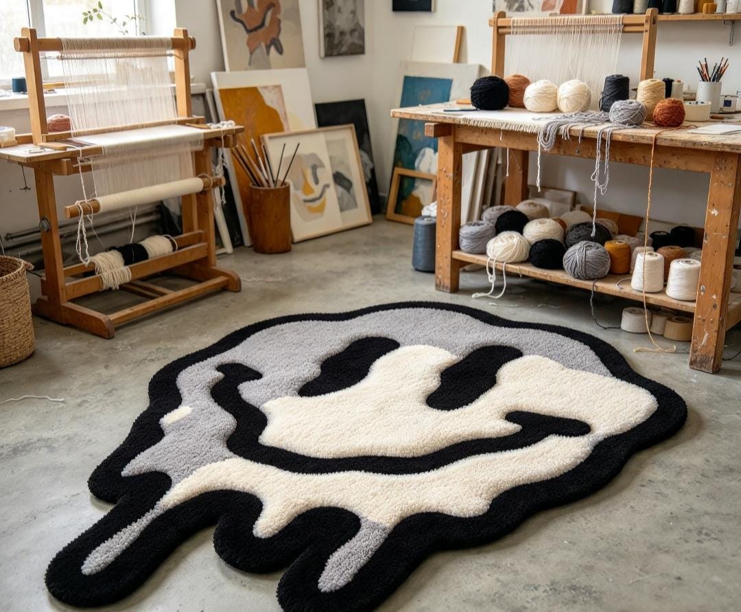 ラグ・カーペット MEITED SMILE RUG Melting Smiley Rug - Etsy