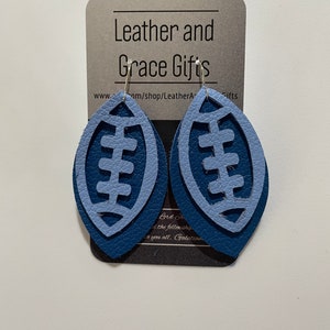 The Citadel Football Blue Leather Stack Dangle Earrings