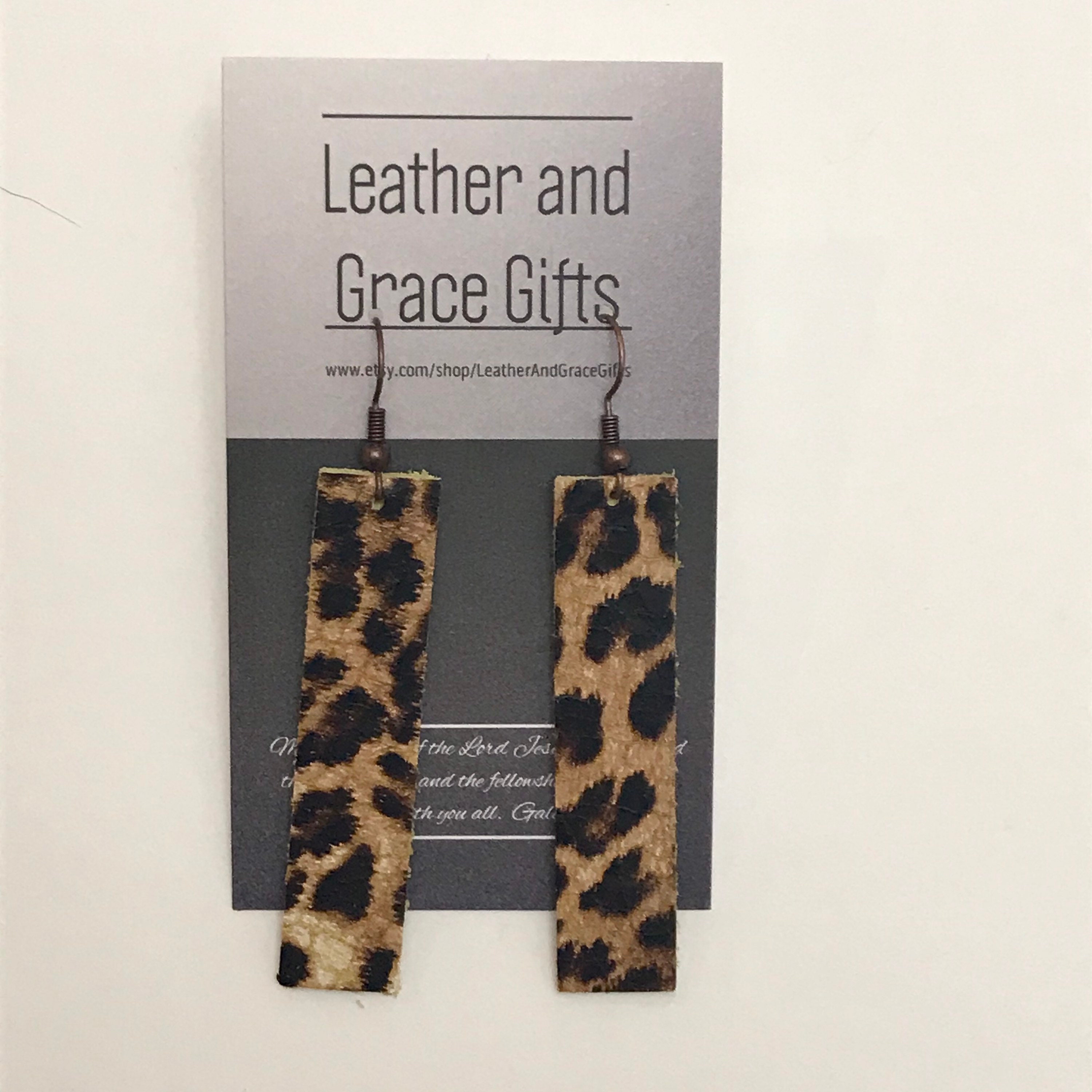 Geometric Genuine Leather Cheetah Print with Authentic Louis Vuitton Canvas  Earrings