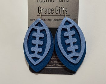 UNC North Carolina Tarhills Football Blue Leather Stack Dangle Earrings