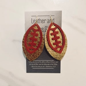 USC Southern Cal Trojan Football Leather Stack Dangle Earrings