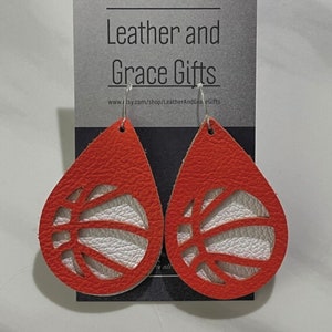 Texas Longhorns Basketball Orange White Leather Stack Dangle Earrings