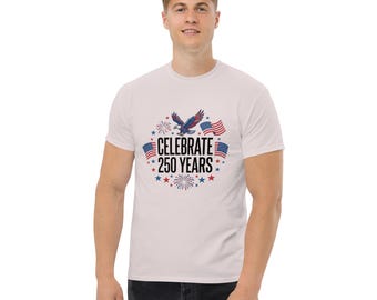 Celebrate 250 Years Fourth of July Shirt | USA Flag Fireworks Tee | Patriotic Independence Day Top