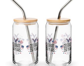 American Pride Can Shaped Glass - Patriotic USA Design, with or without straw option
