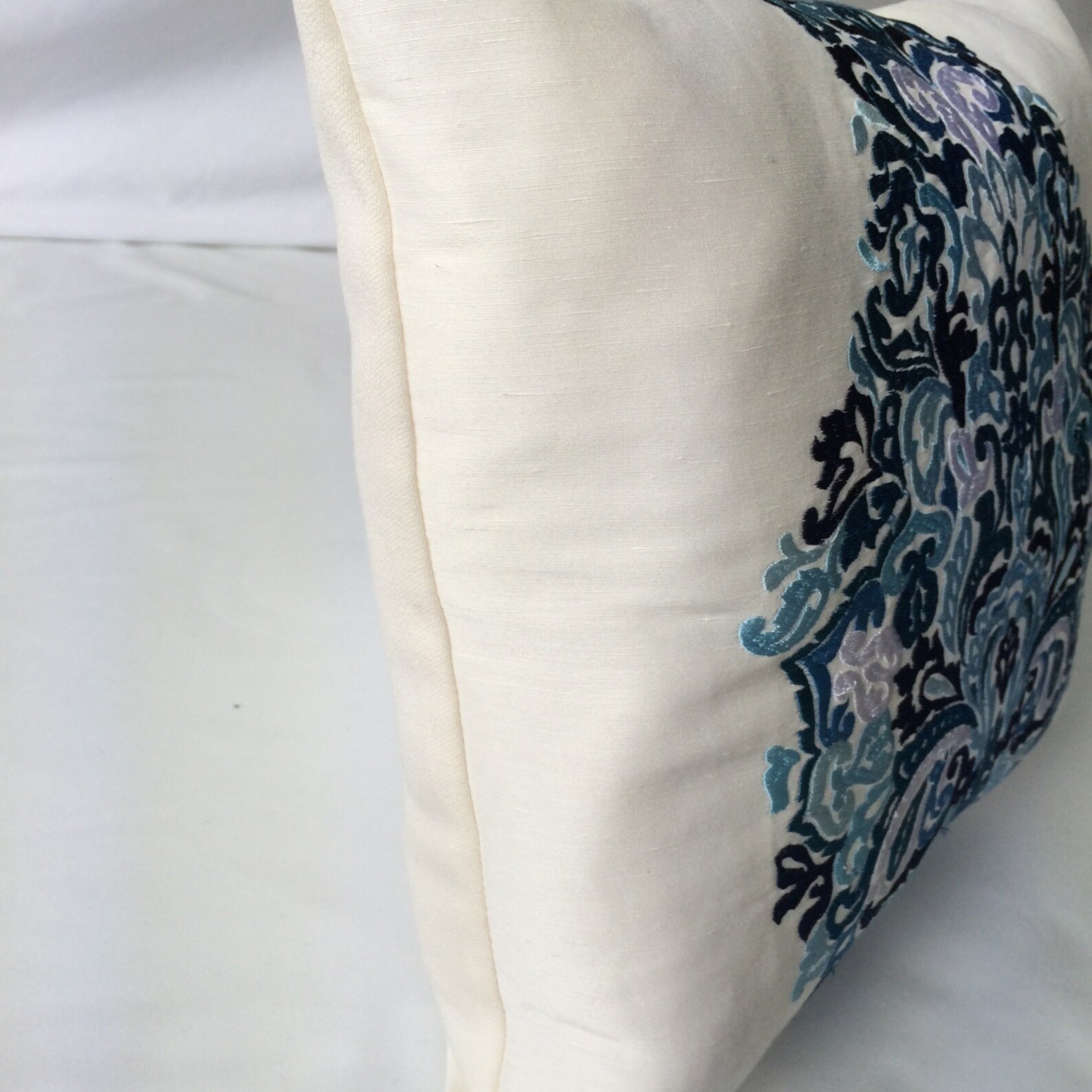 Embroidered Medallion Linen Pillow Cover Designer throw Etsy