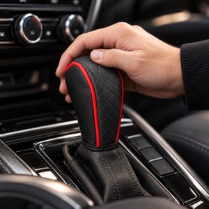 Car Gear Shift Cover, Leather Shifter Knob Protector, Universal Shift Lever Cover, Red Black Car Interior Accessory