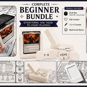 MTG Beginners deck box bundle | Learn to play Magic The Gathering Essentials for Commander | playmat, counters, and cards box