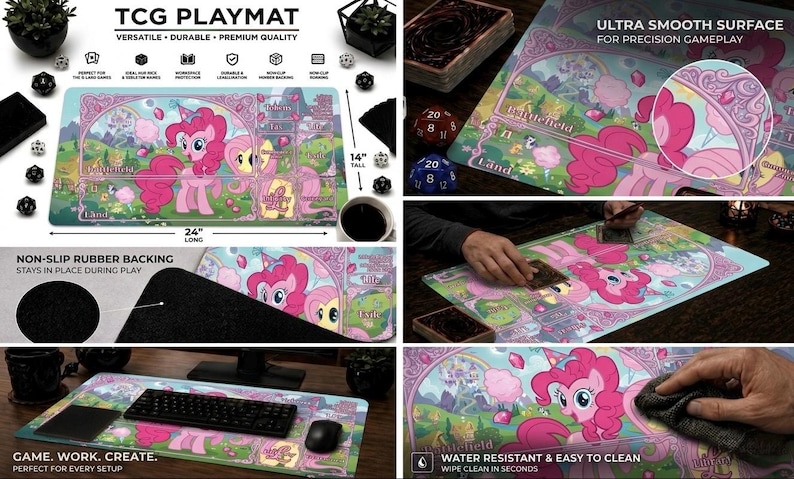 Zone Mlp My Little Pony MTG Playmat With Zones or No Zones, Gaming Mousepad ...