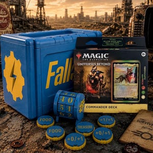 Conjunto de Caixa para Deck de TCG com Contador de Vida e Fichas combinando | Comporta mais de 100 cartas com sleeves duplos | Conjunto de Armazenamento para Commander Pós-Apocalíptico