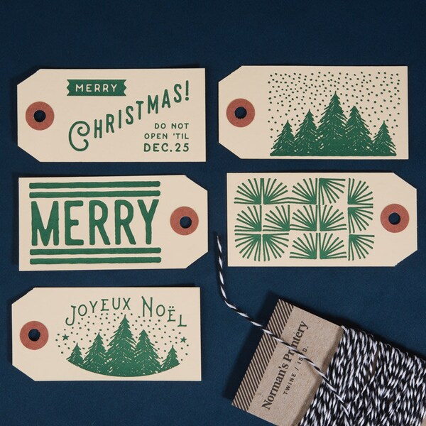 Buchdruck Weihnachten Geschenkanhänger / Qty.4