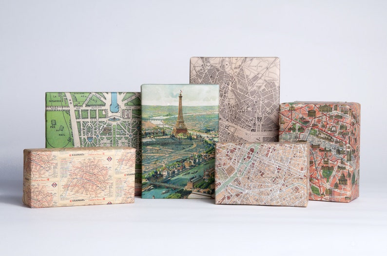 Paris Maps Gift Wrap 12 Sheets