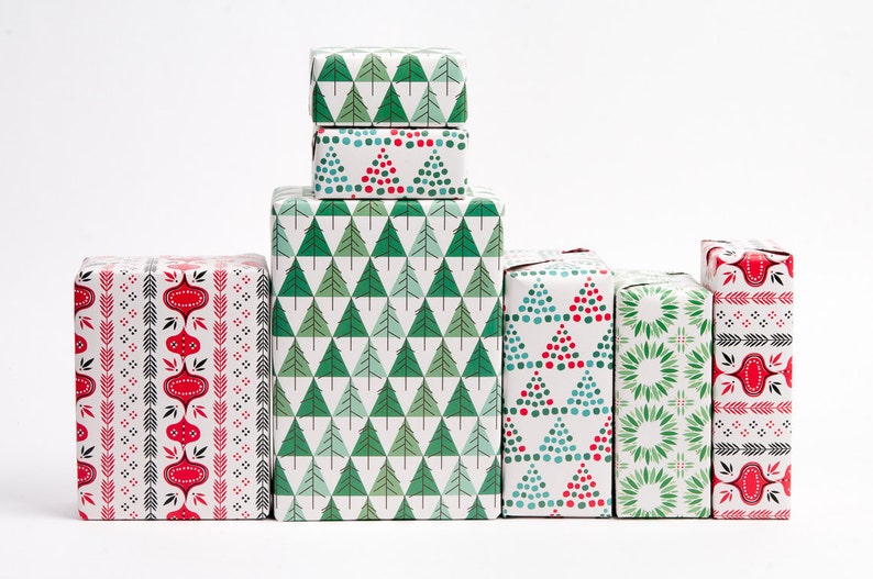 Mid-Century Modern Christmas Gift Wrap - 12 Sheets 