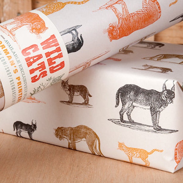 Wild Cats Wrapping Paper / 12 Sheets