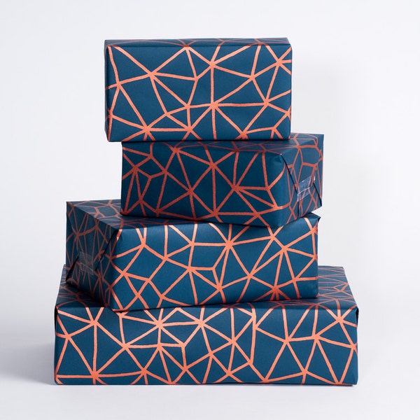 Organic Geometry / Wrapping Paper / Navy-Copper