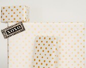 Gold Polka Dot on Newsprint / 3 Sheets