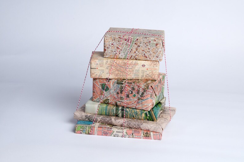 Paris Maps Gift Wrap 12 Sheets