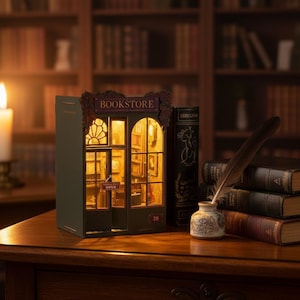 Dark Academia Book Nook Kit, DIY Bookstore Miniature, Bookshelf Insert Decor, Book Lover Gift, Dark Academia Decor, Miniature Bookstore