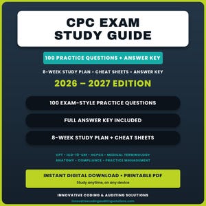 CPC Exam Study Guide | Medical Coding Certification Prep | 100 Practice Questions (PDF Download)