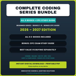 Paquete de codificación médica / 6 libros electrónicos, guía de estudio para la certificación CPC, preguntas de práctica (descarga en PDF)