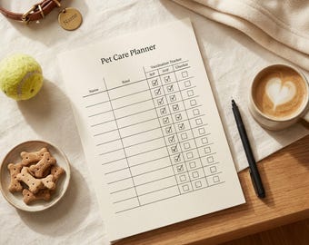 Dog Care Planner Printable PDF | Pet Health Records Vet Visit Tracker | Puppy New Dog Owner Binder Sitter Info Download