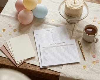 Verjaardagsfeestje planner afdrukbare pdf | Evenementplanner Kinderverjaardag Volwassene verjaardag | Checklist feest Gastenlijst Budget downloaden
