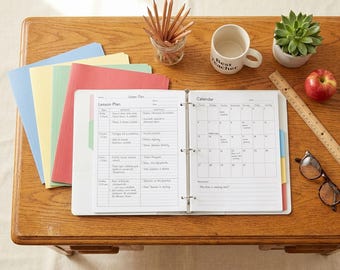 Teacher Planner Printable PDF | Lesson Plan Template Classroom Binder | Sub Plan Gradebook Parent Communication Log Download