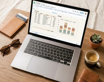 Travel Planner Spreadsheet | Excel Google Sheets Vacation Budget Tracker | Trip Itinerary Packing List Honeymoon Planner Download