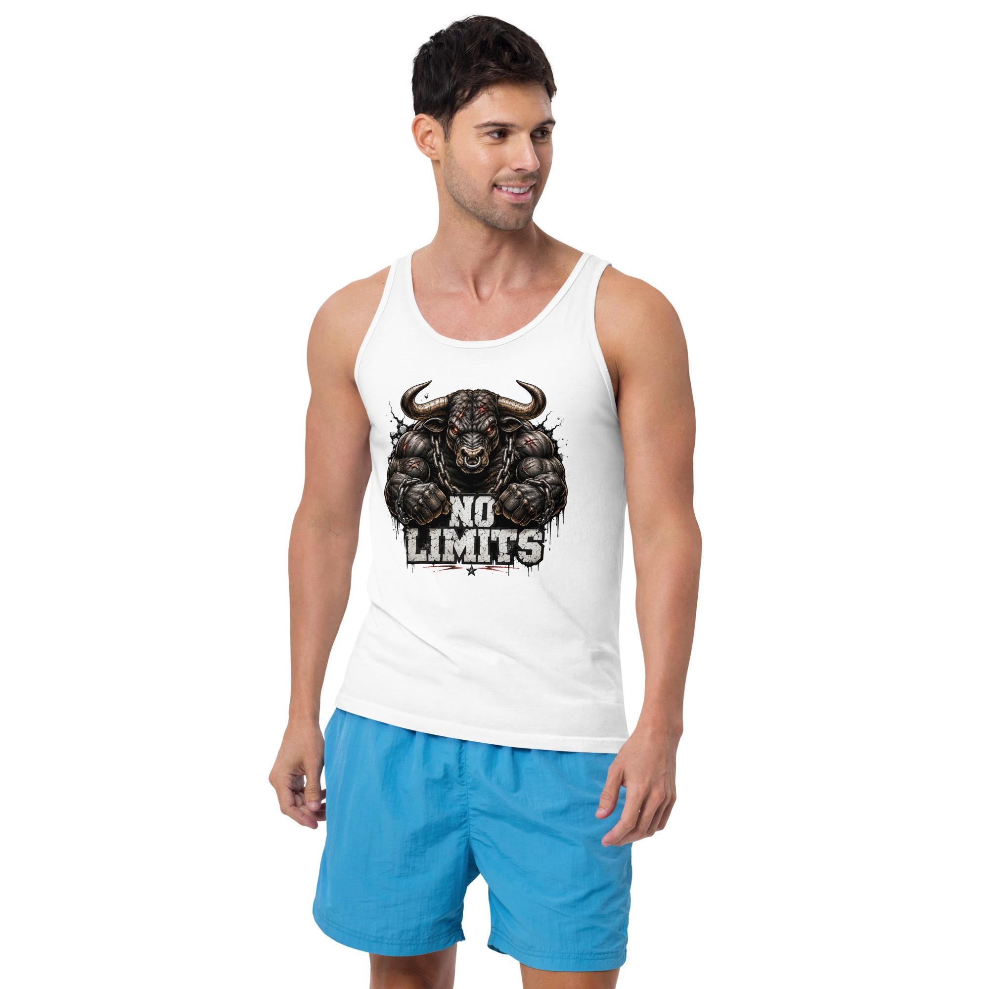 Bull Gym Tank Top, No Limits Workout Tank, Bull Graphic Gym Shirt ...