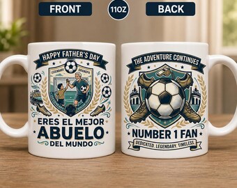 Soccer Grandpa Mug 11oz | Best Grandpa Gift from Grandkids | Father's Day Coffee Cup | Soccer Fan Grandfather Mug | Mejor Abuelo Del Mundo