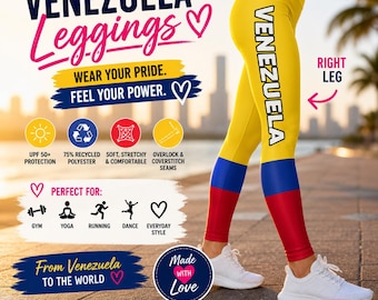 Venezuela Leggings, Venezuelan Flag Leggings, Patriotic Workout Leggings, Venezuela Gym Pants, High Waisted Yoga Leggings, Venezuela Outfit