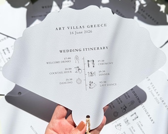 Luxury Wedding Paper Fans - Double-Sided Printed Tasseled Fan, 950gsm Custom Ceremony Fans