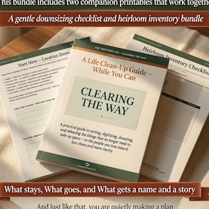 Heirloom Inventory and Downsizing Checklist | Clearing the Way, A Gentle Estate and Belongings Planner | Printable PDF Bundle