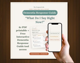 Dementia Caregiver Printable, What to Say Cheat Sheet for Dementia Behaviors, Sundowning Help, Alzheimer's Care Guide, Digital Download