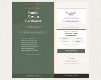 FREE Family Meeting Facilitator | Caregiver Burnout Tool | Elder Care Family Planning | Sibling Caregiver Organizer | Free Printable