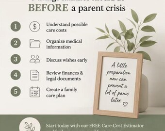 Free Elder Care Cost Calculator | Estimate Assisted Living Memory Care Home Care Costs | Aging Parent Financial Planning Tool