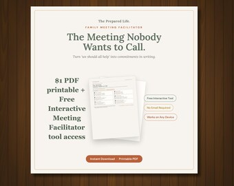 Family Meeting PDF for Elder Care | Printable Caregiver Agenda & Script | Free Interactive Tools for Caregivers